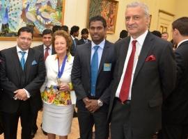 H.E. Dr.Chris Nonis, Mayor Francis Stainton, Angelo Matthews, H.E. Kamalesh Sharma, Commonwealth Secretary-General